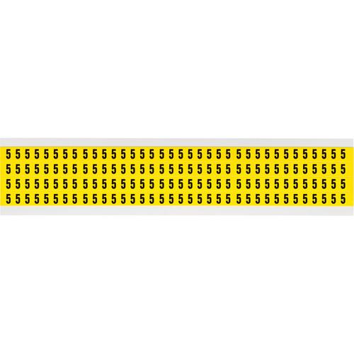 Repositionable Individual Number and Letter Labels - 5, Black on Yellow, 1/4", 144