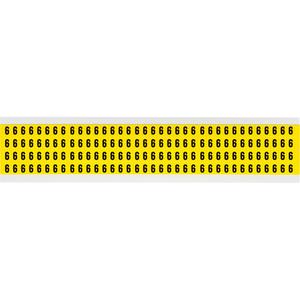 Repositionable Individual Number and Letter Labels - 6, Black on Yellow, 1/4", 144