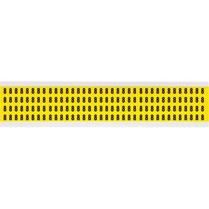 Repositionable Individual Number and Letter Labels - 8, Black on Yellow, 1/4", 144