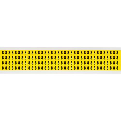 Repositionable Individual Number and Letter Labels - 8, Black on Yellow, 1/4", 144
