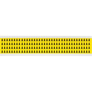 Repositionable Individual Number and Letter Labels - A, Black on Yellow, 1/4", 144