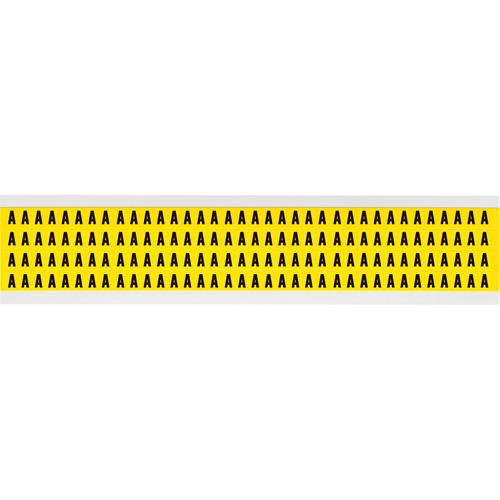 Repositionable Individual Number and Letter Labels - A, Black on Yellow, 1/4", 144