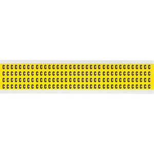Repositionable Individual Number and Letter Labels - C, Black on Yellow, 1/4", 144