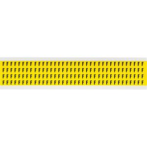 Repositionable Individual Number and Letter Labels - F, Black on Yellow, 1/4", 144