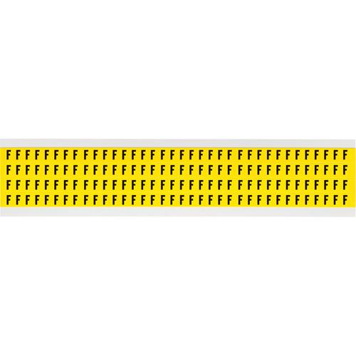 Repositionable Individual Number and Letter Labels - F, Black on Yellow, 1/4", 144