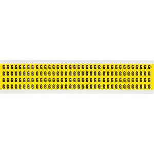 Repositionable Individual Number and Letter Labels - G, Black on Yellow, 1/4", 144