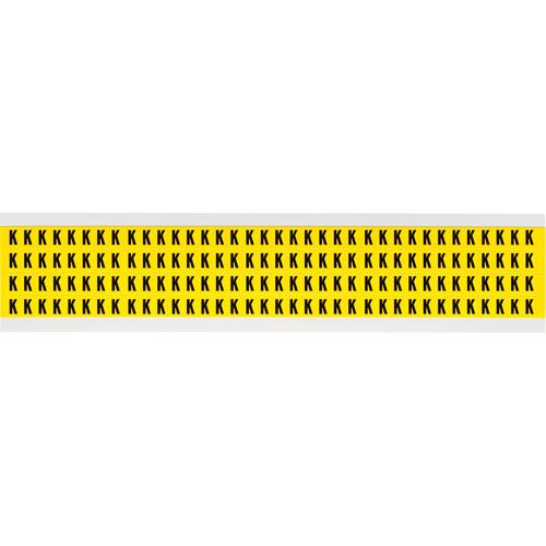 Repositionable Individual Number and Letter Labels - K, Black on Yellow, 1/4", 144
