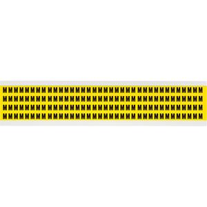 Repositionable Individual Number & Letter Labels - M, Black on Yellow, 1/4", 144