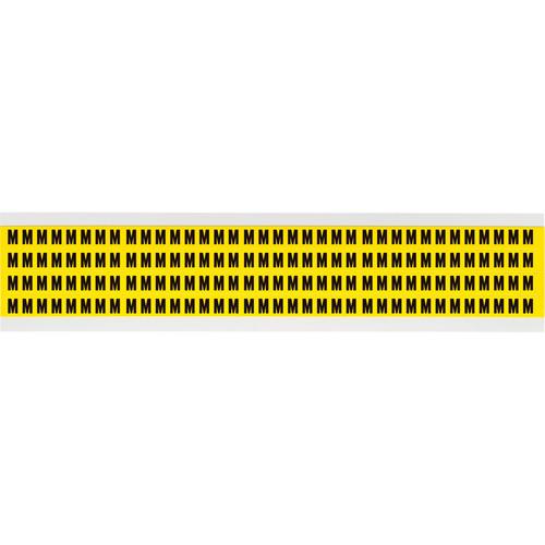 Repositionable Individual Number & Letter Labels - M, Black on Yellow, 1/4", 144