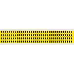 Repositionable Individual Number & Letter Labels - N, Black on Yellow, 1/4", 144