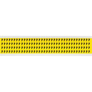 Repositionable Individual Number & Letter Labels - P, Black on Yellow, 1/4", 144