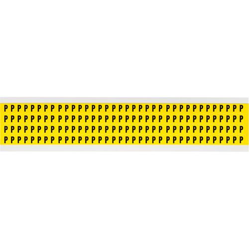 Repositionable Individual Number & Letter Labels - P, Black on Yellow, 1/4", 144
