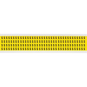 Repositionable Individual Number & Letter Labels - S, Black on Yellow, 1/4", 144