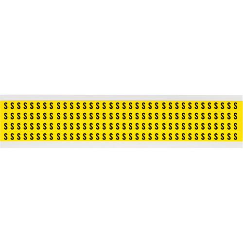 Repositionable Individual Number & Letter Labels - S, Black on Yellow, 1/4", 144