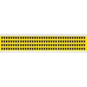 Repositionable Individual Number & Letter Labels - W, Black on Yellow, 1/4", 144