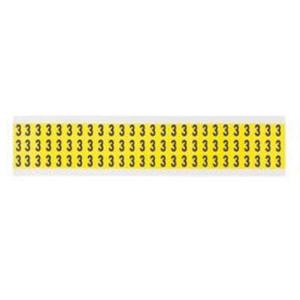 Repositionable Individual Number and Letter Labels - 3, Black on Yellow, 3/8", 78