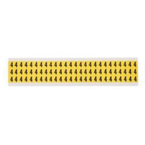 Repositionable Individual Number and Letter Labels - 4, Black on Yellow, 3/8", 78
