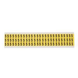 Repositionable Individual Number and Letter Labels - 5, Black on Yellow, 3/8", 78