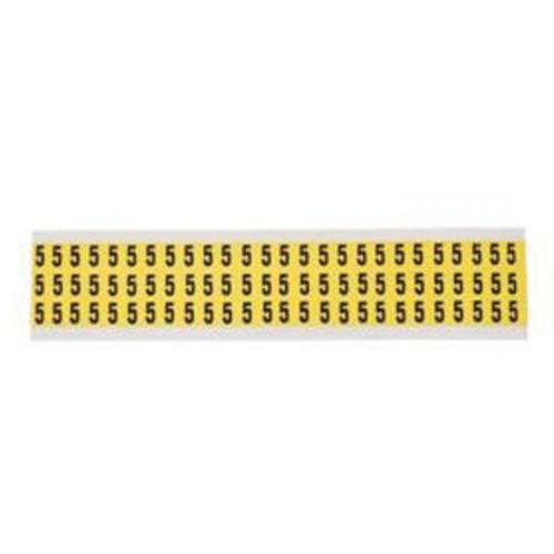 Repositionable Individual Number and Letter Labels - 5, Black on Yellow, 3/8", 78