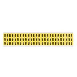Repositionable Individual Number and Letter Labels - 6, Black on Yellow, 3/8", 78