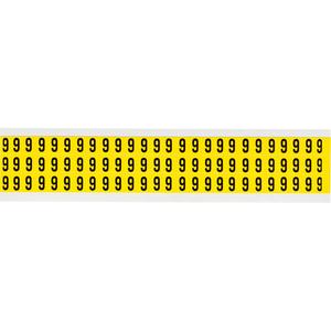 Repositionable Individual Number and Letter Labels - 9, Black on Yellow, 3/8", 78