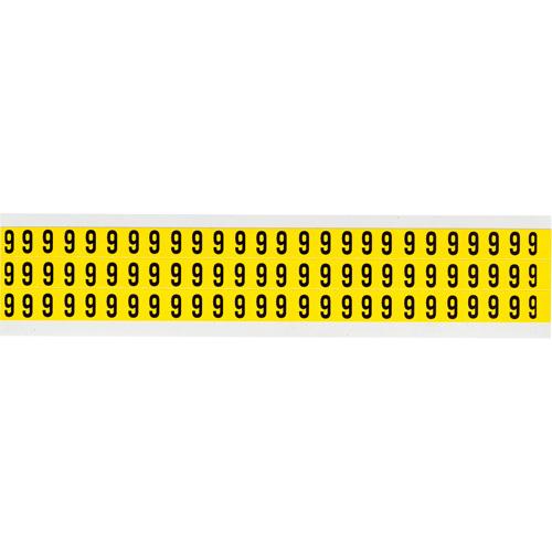 Repositionable Individual Number and Letter Labels - 9, Black on Yellow, 3/8", 78