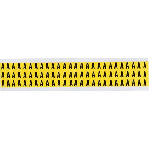 Repositionable Individual Number and Letter Labels - A, Black on Yellow, 3/8", 78