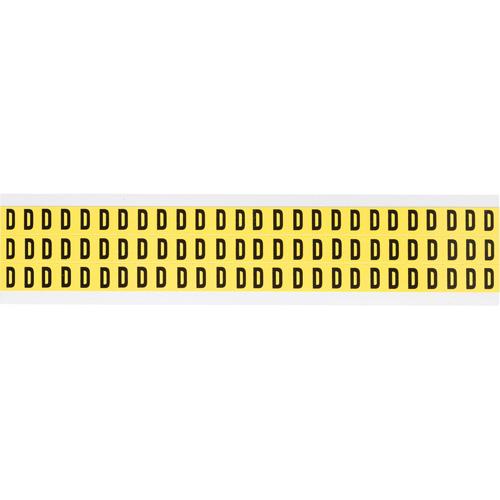 Repositionable Individual Number and Letter Labels - D, Black on Yellow, 3/8", 78