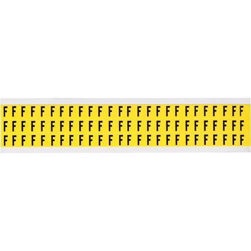 Repositionable Individual Number and Letter Labels - F, Black on Yellow, 3/8", 78