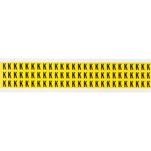 Repositionable Individual Number and Letter Labels - K, Black on Yellow, 3/8", 78