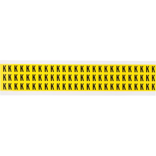 Repositionable Individual Number and Letter Labels - K, Black on Yellow, 3/8", 78