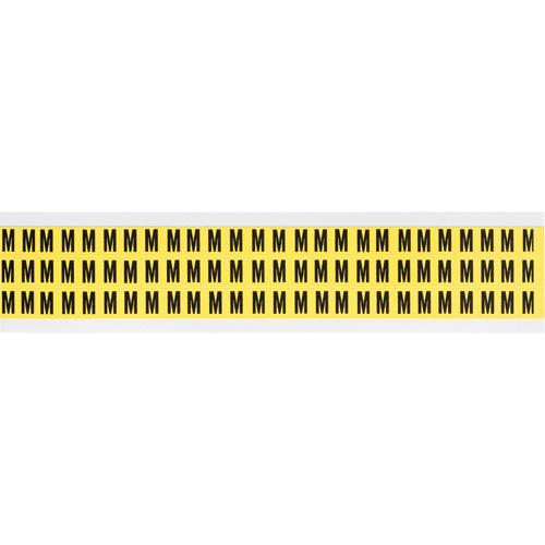 Repositionable Individual Number & Letter Labels - M, Black on Yellow, 3/8", 78