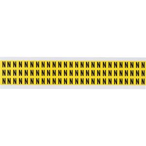Repositionable Individual Number & Letter Labels - N, Black on Yellow, 3/8", 78