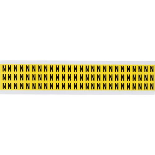 Repositionable Individual Number & Letter Labels - N, Black on Yellow, 3/8", 78