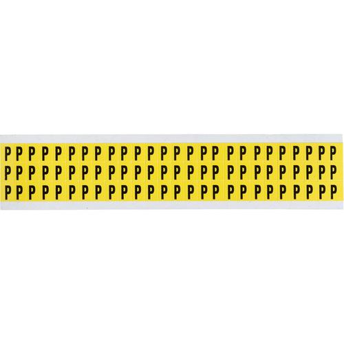 Repositionable Individual Number & Letter Labels - P, Black on Yellow, 3/8", 78