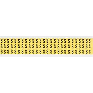 Repositionable Individual Number & Letter Labels - S, Black on Yellow, 3/8", 78