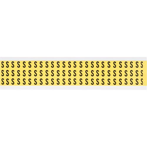 Repositionable Individual Number & Letter Labels - S, Black on Yellow, 3/8", 78