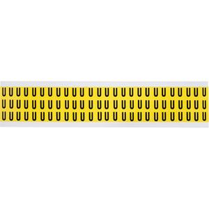 Repositionable Individual Number & Letter Labels - U, Black on Yellow, 3/8", 78