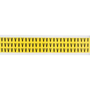 Repositionable Individual Number & Letter Labels - V, Black on Yellow, 3/8", 78