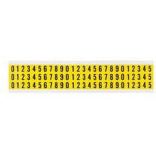 Repositionable Individual Number and Letter Labels Set - 0 to 9, Black on Yellow, 3/8", 78