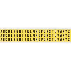 Repositionable Individual Number and Letter Labels Set - A/B/C/D/E/F/G/H/I/J/K/L/M/N/O/P/Q/R/S/T/U/V/W/X/Y/Z, Black on Yellow, 3/8", 78