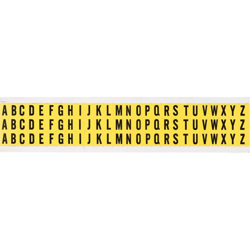 Repositionable Individual Number and Letter Labels Set - A/B/C/D/E/F/G/H/I/J/K/L/M/N/O/P/Q/R/S/T/U/V/W/X/Y/Z, Black on Yellow, 3/8", 78