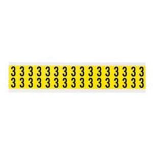 Repositionable Individual Number and Letter Labels - 3, Black on Yellow, 5/8", 32