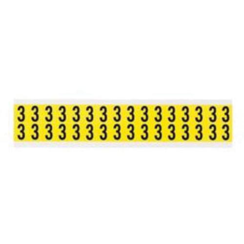 Repositionable Individual Number and Letter Labels - 3, Black on Yellow, 5/8", 32