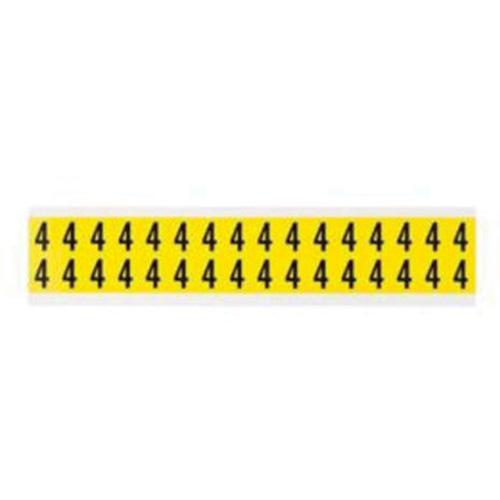 Repositionable Individual Number and Letter Labels - 4, Black on Yellow, 5/8", 32