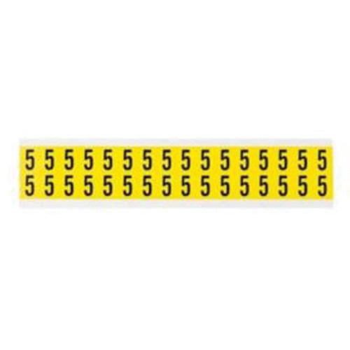 Repositionable Individual Number and Letter Labels - 5, Black on Yellow, 5/8", 32