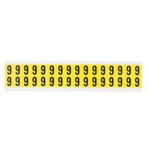 Repositionable Individual Number and Letter Labels - 9, Black on Yellow, 5/8", 32