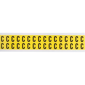 Repositionable Individual Number and Letter Labels - C, Black on Yellow, 5/8", 32