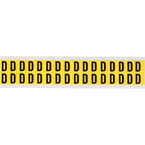 Repositionable Individual Number and Letter Labels - D, Black on Yellow, 5/8", 32