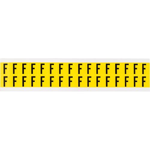Repositionable Individual Number and Letter Labels - F, Black on Yellow, 5/8", 32